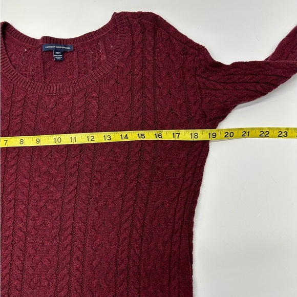 American Eagle Women’s Maroon Cable Knit Sweater M Y2K PREPPY CASUAL - Picture 7 of 14